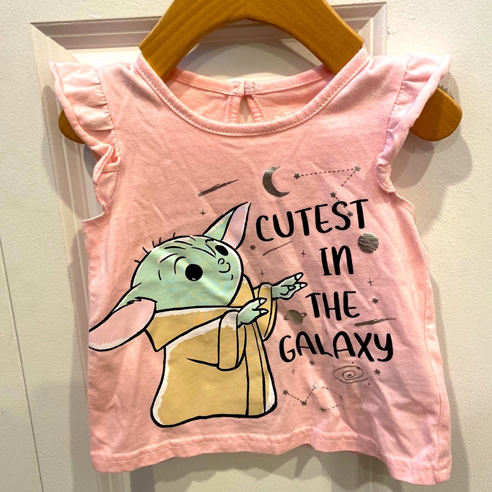 Star Wars Pink Flutter Sleeve Baby Yoda Tank Top